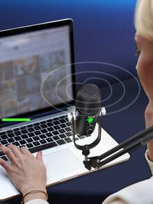 Noise Cancelling USB Microphone Kit - Professional Recording Mic With Adjustable Boom Arm & Quick Mute For Streaming/PC - Black - View 4