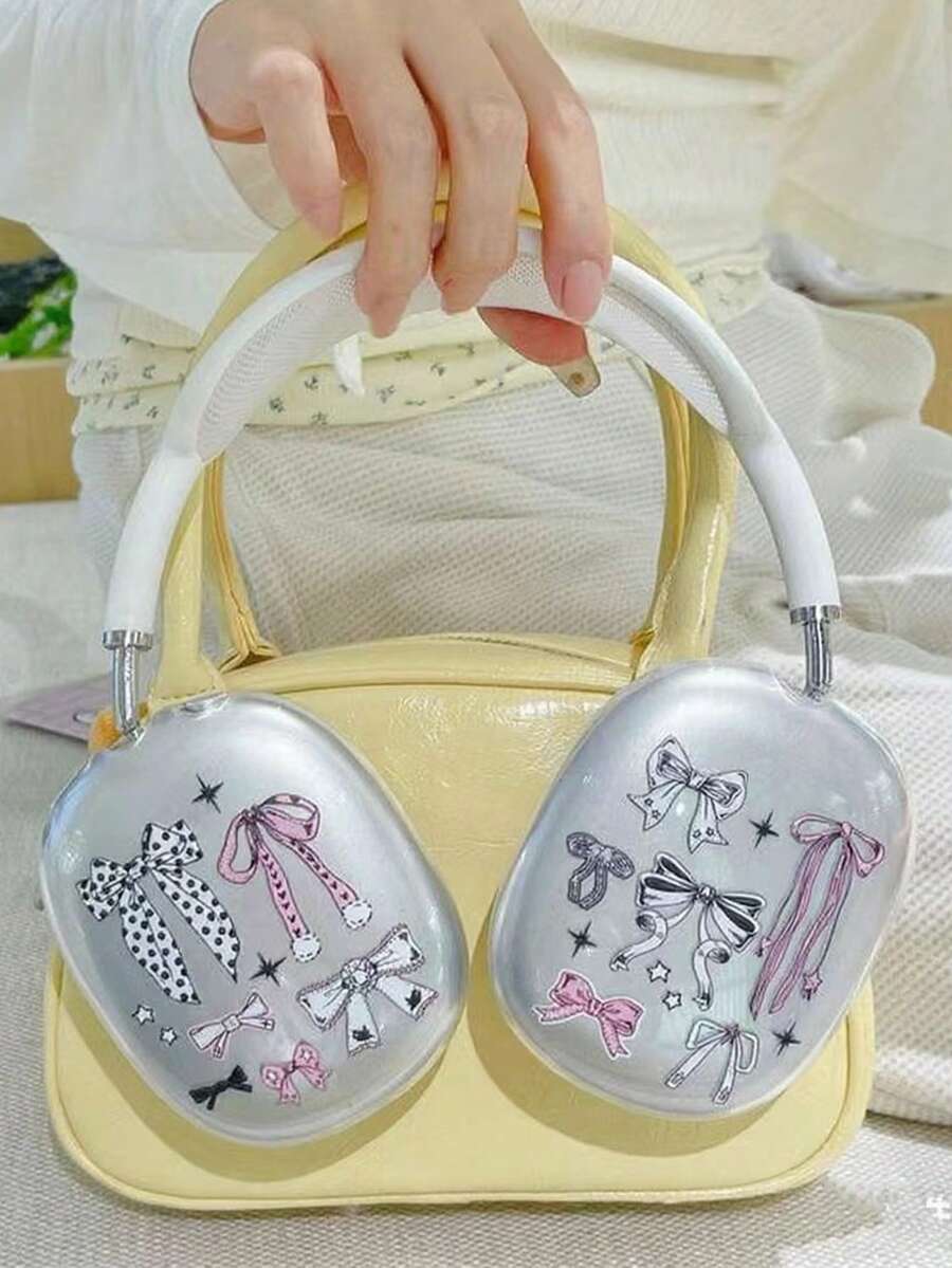 Bow-Knot New Fashion INS Style Colorful Painted Designs: Stars, Cats, Fish, Butterflies, Hearts, Bows Compatible With IPhone Air Pods Max Headphone Case Cover - Full Screen Bow - View 1