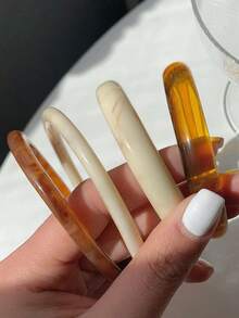 4pcs/Set Elegant Retro Bracelets - Fashionable Minimalist Design, Suitable For Casual Wear, Women's Fashion Jewelry, Made Of Acrylic Material, No Electroplating Or Inlaying, Suitable For Daily Use And Parties All Season - Brown - View 4