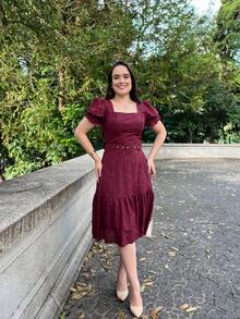 LESE MIDI DRESS WOMEN'S DRESS - Burgundy - View 4