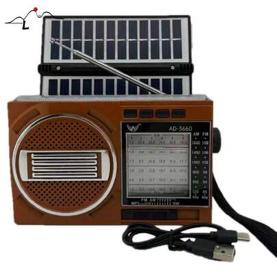 Radio Retro com placa solar para carregar - AD-3660 - Altomex-Yusuiii