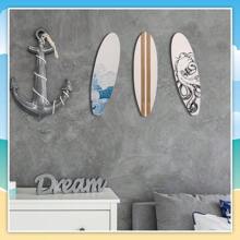 3 Pcs, Wooden Surfboard Beach Decor, Wall Decoration Wooden Wall Sign, Ocean And Beach Theme Decorative Pendant Presented In Artistic Style, Suitable For Tropical Bedroom Living Room Decoration