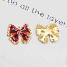 1 Pieza Dije de mariposa de lujo de acero inoxidable con rhinestones - Colgantes esmaltados para manualidades de joyería, aretes, collares, pulseras