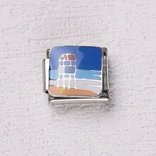 1 件海洋系列不锈钢手链组件，以夏季度假海滩风景为主题，DIY 制作手链项链首饰，可自由搭配不同风格 - 銀色 - 查看 14