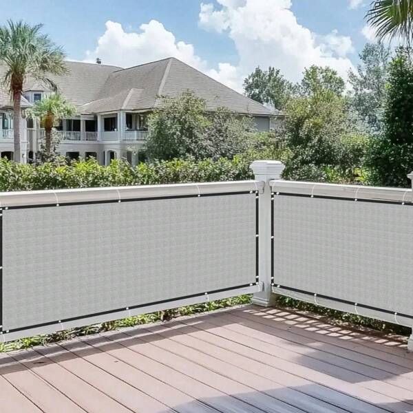 VANDHAM 1 Roll 150GSM Heavy Duty Privacy Fence Netting, 90% Shading Rate+UV Protection, Outdoor Patio/Deck Isolation Barrier, With Reinforcement Tie Wraps - Dark Grey