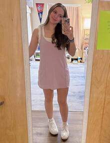 Women's Summer Sleeveless Mini Dress With Built-In Shorts - 淺紫色 - 查看 3