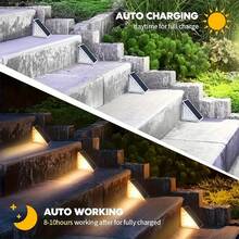 2/6pcs Solar Powered, 13LED, Sunlight Sensor Outdoor Waterproof Creative Solar Step Lights, Stair Tread Lights, Pathway Lights, Patio, Garden, Christmas Decor