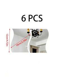 6 Simple Wave Acrylic Mirror Stickers, Size 4.72 Inches * 3.54 Inches For Wall Decoration They Are Self-Adhesive Mirror Stickers, Combined DIY Mirror Wall Stickers 3D Three-Dimensional Home Decoration Creative Self-Adhesive Trays, Suitable For Decorating The Center Of The Table Or Weddings Room Decor Wall Mirror Mirror For Room Bathroom Decor Living Room Decor - Multicolor - View 7