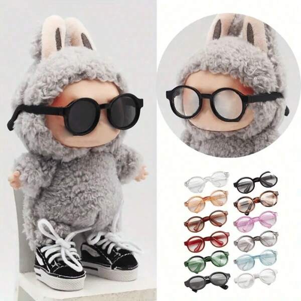Set de 2 gafas de plástico transparente de 6,5 cm, para muñecas BJD 1/8, 1/6, 1/3, 1/4, MSD, SD, EXO. Mejor regalo, la muñeca no está incluida.