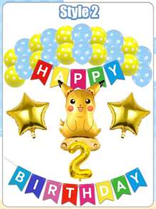 pokemon Pikachu Cartoon-förmige Geburtstags Party, Aluminium Folie Dekoration, Flaggen Dekoration, Digitales Set, Ballon