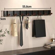 1pc Heavy Duty Folding Wall Hook Organizer - Durable & Space-Saving - Multipurpose Coat, Towel, Key & Cloth Holder - Easy Mount For Bathroom, Back Door & Closet Use,His Comments, Hanging His Bag, Hangers, Interests, Relationships, Wall Shelves, Wall Hangers, Adhesives, Door Hooks, Wall Stickers, Comments Bathroom Accessories Bathroom Tools - Black - View 24