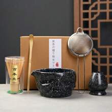 Ciotola da tè in ceramica giapponese con petali, set tradizionale retrò per matcha, utensili da ufficio, ristorante e per bere caffè