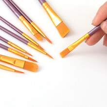 10pcs Vibrant Nylon Hair Paint Brush Set, Plastic Handle Oil/Acrylic/Watercolor/Gouache Painting Brushes, Multi-Color Creative Art Supplies, Suitable For Students, Painting