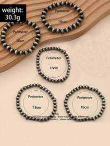 5pcs Bracelet/6pcs Earrings Western Jewelry Set For Women Including Vintage Pearl Bracelets, Cowgirl Western Style, Gift For Teacher (Minor Surface Imperfections Are Normal Due To Craftsmanship) - Grey - View 2