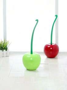 Juego de cepillo de inodoro con forma de cereza, mango de plástico largo. Accesorio de limpieza para baño sin rincones muertos, con forma adorable, fácil y conveniente de usar. Accesorios de baño, accesorios de inodoro.