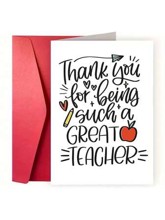 1pc Cherished Teacher Appreciation Card - Perfect Thank You Gift For Men & Women, Unique 'Thank You For Being Such A Great Teacher ' Message