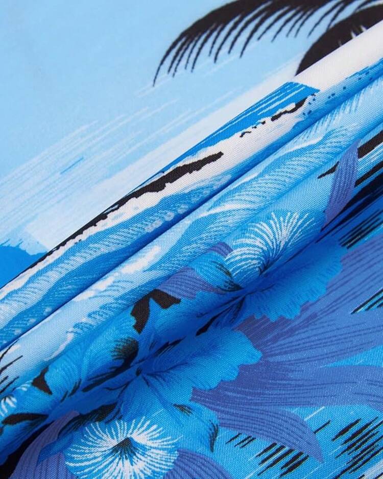 Hawaiian Shirt For Men Summer Beach Casual Short Sleeve Button Down Shirts Printed Tropical Vacation Shirtshalloween - 天藍海灘 - 查看 6