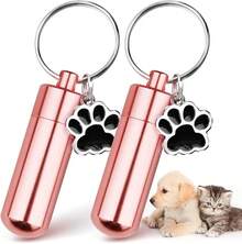 nuevo-2025ChunlongFour - Urnas impermeables para cremación para mascotas, llavero para cenizas de perros, urna cilíndrica para cenizas de mascotas, recuerdo de cremación, cenizas conmemorativas - Cilindro oro rosa 2pcs - Ver 7