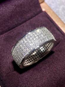 1 pieza Anillo de zirconia cúbica elegante para mujer para boda, compromiso, aniversario, fiesta, joyería, regalo del Día de San Valentín