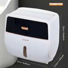 1 个大容量双层卫生纸收纳盒 - 带防水防尘抽屉、壁挂式纸盘和卷纸架，适用于家庭、办公室、超市、浴室、客厅、整洁的装饰配件，易于安装返校 - 黑與白 - 查看 11