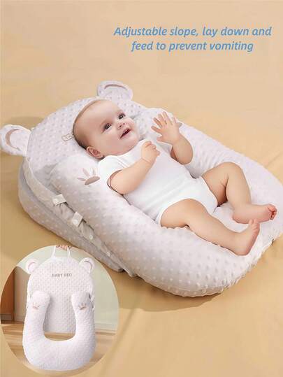 3件套新生儿0-3岁防吐奶斜枕透气婴儿防呛奶溢奶躺喂奶睡垫（购买前请确认产品尺寸是否合适）