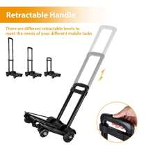 Folding Hand Truck With 4 Wheels 75kg Heavy Duty Sack Cart Carrier Luggage Trolley Hand Trolley For Lifting Luggage Personal Travel Auto Moving