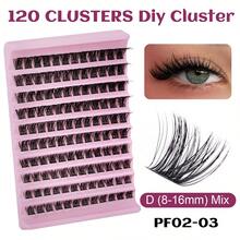 120 piezas de extensiones de pestañas estilo ojo de gato D-Curl esponjosas, racimos de pestañas gruesas de 8-16 mm, extensiones esponjosas naturales, kit de extensiones de pestañas falsas de mink DIY, voluminizador de pestañas, textura de pestañas suave y esponjosa, look de maquillaje dramático y desordenado, adecuado para cosplay, actuaciones, uso en fiestas - D - Ver 11