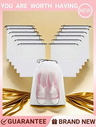 1pc/5pcs/10pcs Clear Shoe Bags For Travel 5 PCS,Drawstring Travel Shoe Bags For Packing, Waterproof Dustproof Portable Travel Shoe Storage Bag For Men And Women,New Shoe Dust Bag