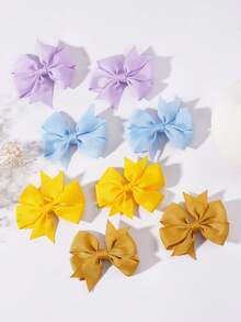 公主女孩蝴蝶结发夹，可爱甜美婴儿发饰混色套装，女孩派对礼物 - 彩色 - 查看 6