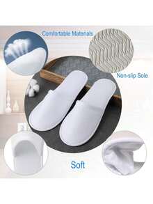 30 Pairs 10.5-Inch Disposable Guest Slippers, White Spa Slippers, Bulk Slippers, Non-Slip Travel Slippers With Closed Toes, Suitable For Hotel Guests, Women And Men, Medium Size