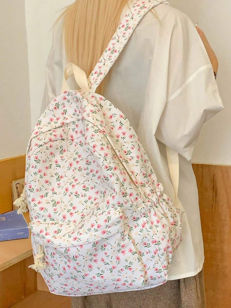 Fashion Ditsy Floral Versatile Large Capacity Multi-Pocket Casual Travel Backpack For Women, Can Be Handheld, Suitable For Students, School Backpack - Multicolor - View 1