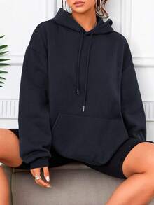 Shendy Vendy Women's Plus Size Drawstring Thermal Fleece Lined Hoodie Sweatshirt