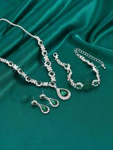 1 Bộ trang sức thời trang nữ bao gồm vòng cổ, hoa tai và vòng tay - 907660 Bộ màu xanh lá cây - Xem 4