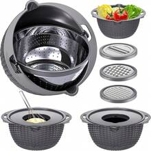 4-1 Colander With Bowl Set - Pasta Strainer - Colander For Kitchen - Strainers And Colanders Rice Strainer Fruit Cleaner Veggie Wash Sink Strainer Kitchen Essentials - Dark Grey - Multicolor - View 10