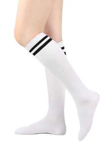 5 PairsKids Toddler Soccer Socks Boys Girls Knee High Striped Tube Socks Athletic Long Socks For Boys Girls - White - View 5