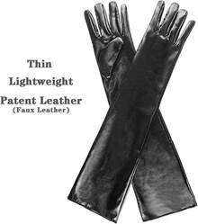 Luwint Women Wet Look Black Long Gloves Costume Cosplay Photoshoot