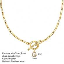 1 件金色 OT 扣项链，26 个字母 A-Z 吊坠项链，适合返校、毕业、节日礼物