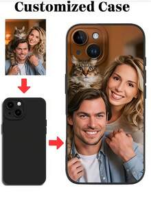 1pc Custom Photo Phone Case, Personalized Image On Black TPU Case, Compatible With Apple 16/15/14/13/12/11 Pro Max, 14/15/16 Plus, Galaxy S25/S24/S23/S22 Ultra Accessories. Full Protection Shock-Resistant Back Cover, Suitable As Anniversary, Valentine's, Birthday, Wedding, Thanksgiving, Father's Day, Couples, Friend Gift For Mom, Dad, Boyfriend, Girlfriend. - Black - View 5