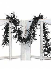 1 vòng hoa dây leo bạch đàn đen nhân tạo - Đồ trang trí treo bằng nhựa trông như thật, thích hợp cho trang trí Halloween, Giáng sinh và mùa thu, tuyệt vời cho trang trí tiệc ma quái, trang trí Halloween trong nhà hoặc ngoài trời. - Nhiều màu - Xem 1