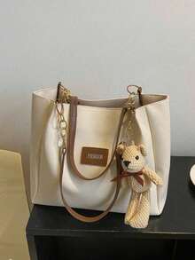 时尚大容量手提包，配PU链条肩带和配件 - 彩色 - 查看 3