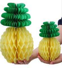 3 件装节日菠萝蜂窝中心装饰纸巾菠萝桌挂装饰热带夏威夷丛林派对，菠萝装饰品适合热带派对夏季夏威夷卢奥派对