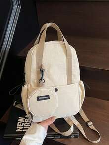 1pc Solid Color Nylon Fabric Unisex Backpack, Multifunctional Handbag Shoulder Bag, Suitable For College Students, Zipper Closure, Daily Use (With Coin Pocket), School Backpack - Multicolor - View 3