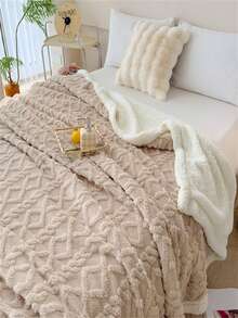 1 pieza Manta de franela Sherpa estilo bohemio jacquard, manta suave y acogedora de felpa para Halloween, Navidad, decoración de sala de estar y dormitorio, manta de felpa francesa rosa para el verano