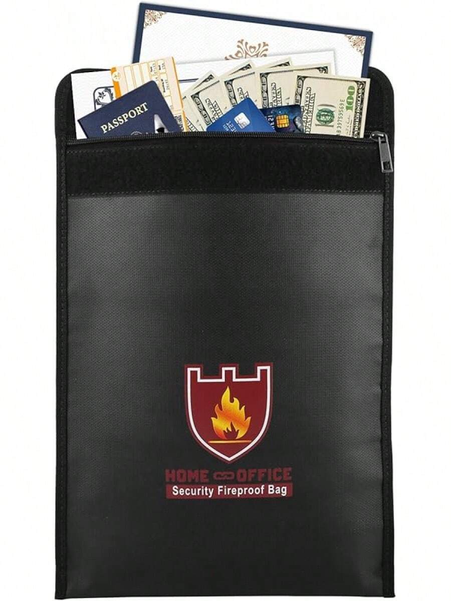 Fireproof Money & Document Bag, MoKo File Document Organizer 15 X 11 Fire & Resistant Cash & Envelope Holder, Protect Your Valuables, Documents, Money, Zipper Closure, Black - Black - View 1