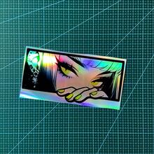 1 件长款动漫眼睛装饰 - 全息汽车贴纸，表面光滑，防水、防紫外线、防刮贴花 - 自粘式，适用于汽车、摩托车、笔记本电脑、手机壳 - 送给男孩和女孩的完美动漫礼物，动漫汽车配件，醒目的设计，防刮乙烯基 - 均碼 - 查看 4