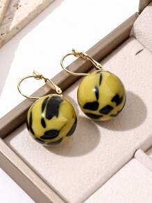 1 Par de Brincos Argola Redonda de Resina com Estampa de Leopardo para Mulheres, Disponíveis em 7 Cores, Adequados para Uso Diário, Festas ou Estilo de Rua