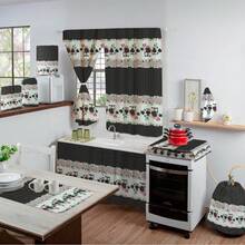 Complete Kitchen Set Kit 10 Pieces Printed With Table Runner - Cú Đen - Xem 1