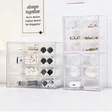 Joyero de presentación con compartimentos DIY multicapa, caja de plástico transparente práctica y conveniente