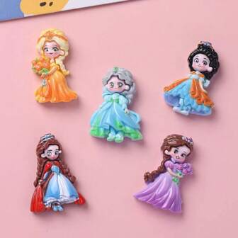 10 piezas surtido de pendientes, pasadores de pelo, accesorios de joyería, artículos de papelería, fundas de teléfono, llaveros, tazas, dijes y pegatinas decorativas con diseños de princesas y personajes de dibujos animados para manualidades DIY