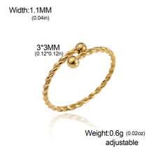 LIKGREAT 1 Pc Women's Stainless Steel Double-Ended Spiral Ball Adjustable Open Ring, Fashionable Minimalist Design, Gift